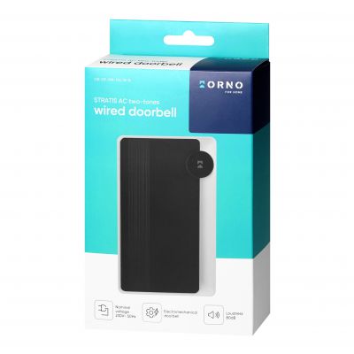 Dzwonek do drzwi przewodowy 230V 2-tonowy DING-DONG 80dB biało-czarny ORNO (OR-DP-MR-176/W-B)
