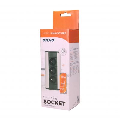 Gniazdo meblowe 3x2P+Z, czarno-srebrne OR-GM-9001/B-G ORNO (OR-GM-9001/B-G)