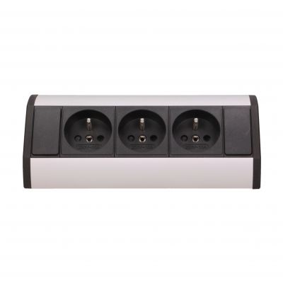 Gniazdo meblowe 3x2P+Z, czarno-srebrne OR-GM-9001/B-G ORNO (OR-GM-9001/B-G)
