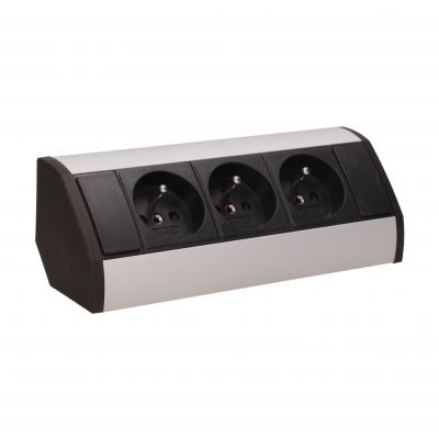Gniazdo meblowe 3x2P+Z, czarno-srebrne OR-GM-9001/B-G ORNO (OR-GM-9001/B-G)