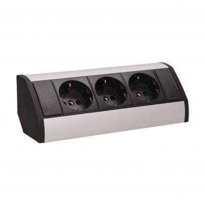 Gniazdo meblowe 3x2P+Z, schuko, czarno-srebrne OR-GM-9001/B-G(GS) ORNO (OR-GM-9001/B-G(GS))