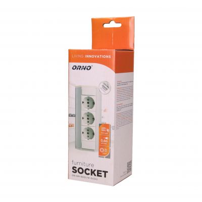 Gniazdo meblowe 3x2P+Z, schuko, biało-srebrne OR-GM-9001/W-G(GS) ORNO (OR-GM-9001/W-G(GS))