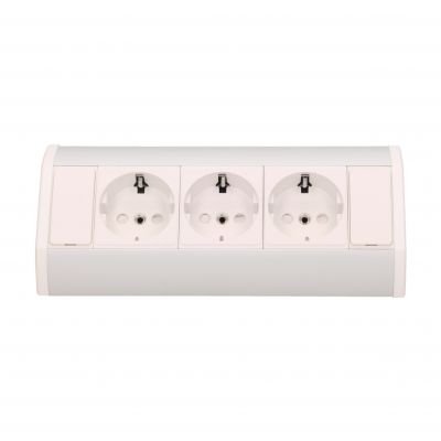 Gniazdo meblowe 3x2P+Z, schuko, biało-srebrne OR-GM-9001/W-G(GS) ORNO (OR-GM-9001/W-G(GS))