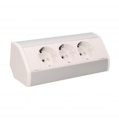 Gniazdo meblowe 3x2P+Z, schuko, biało-srebrne OR-GM-9001/W-G(GS) ORNO (OR-GM-9001/W-G(GS))