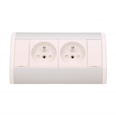 Gniazdo meblowe 2x2P+Z, biało-srebrne OR-GM-9005/W-G ORNO (OR-GM-9005/W-G)