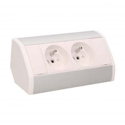 Gniazdo meblowe 2x2P+Z, biało-srebrne OR-GM-9005/W-G ORNO (OR-GM-9005/W-G)