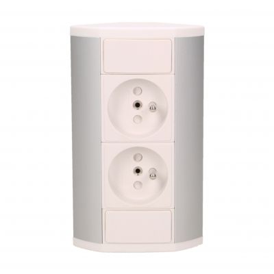 Gniazdo meblowe 2x2P+Z, biało-srebrne OR-GM-9005/W-G ORNO (OR-GM-9005/W-G)