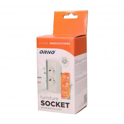 Gniazdo meblowe 2x2P+Z, schuko, biało-srebrne OR-GM-9005/W-G(GS) ORNO (OR-GM-9005/W-G(GS))