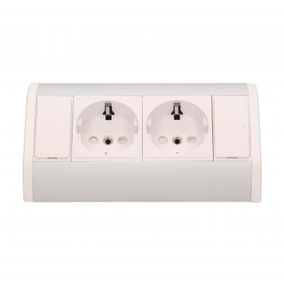 Gniazdo meblowe 2x2P+Z, schuko, biało-srebrne OR-GM-9005/W-G(GS) ORNO (OR-GM-9005/W-G(GS))