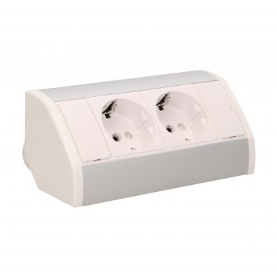 Gniazdo meblowe 2x2P+Z, schuko, biało-srebrne OR-GM-9005/W-G(GS) ORNO (OR-GM-9005/W-G(GS))
