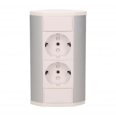 Gniazdo meblowe 2x2P+Z, schuko, biało-srebrne OR-GM-9005/W-G(GS) ORNO (OR-GM-9005/W-G(GS))
