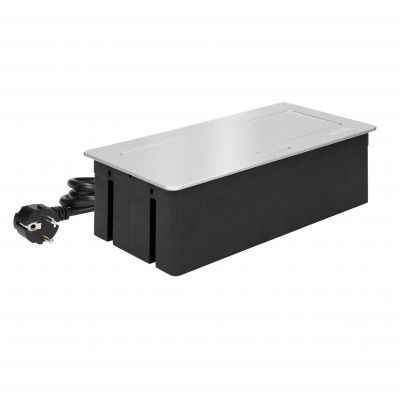 NOEN Kaseta meblowa wpuszczana w blat ze zintegrowaną ramką PCV na gniazda modułowe 3 x 45x45mm lub OR-GM-9010/G ORNO (OR-GM-9010/G)
