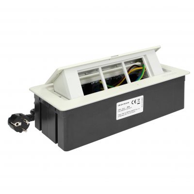 NOEN Kaseta meblowa wpuszczana w blat ze zintegrowaną ramką PCV na gniazda modułowe 3 x 45x45mm lub OR-GM-9010/W ORNO (OR-GM-9010/W)