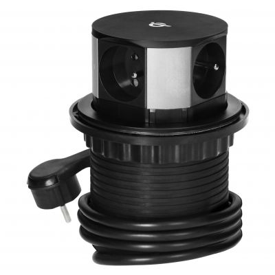 Gniazdo meblowe O10cm wysuwane z blatu z ładowarką indukcyjną, ładowarką USB i przewodem 1,5m, 3x2P+ OR-GM-9017 ORNO (OR-GM-9017)
