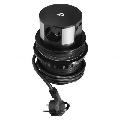 Gniazdo meblowe O10cm wysuwane z blatu z ładowarką indukcyjną, ładowarką USB i przewodem 1,5m, 3x2P+ OR-GM-9017 ORNO (OR-GM-9017)