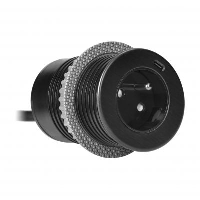 Gniazdo meblowe O6cm wpuszane w blat z ładowarką USB z gniazdem typu C i przejściówką USB C-A oraz z OR-GM-9018 ORNO (OR-GM-9018)