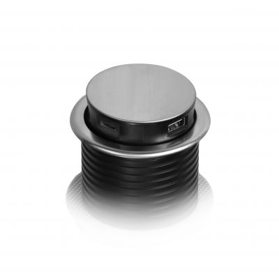 Gniazdo meblowe O6cm wysuwane z blatu z ładowarką USB i przewodem 1,5m, 3x2P+Z, 2xUSB (typ A i typ C OR-GM-9027 ORNO (OR-GM-9027)