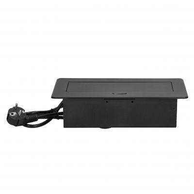 Gniazda meblowe wpuszczane w blat z płaskim frezowanym rantem, ładowarką USB i przewodem 1,5m OR-GM-9035/B ORNO (OR-GM-9035/B)