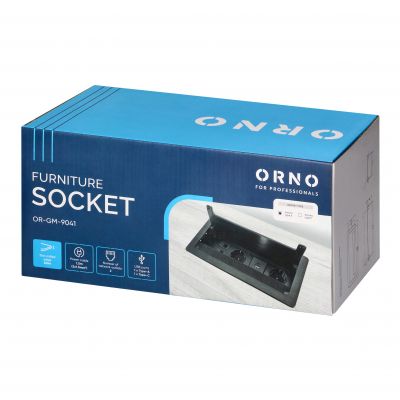 Gniazdo blatowe chowane 2x 230V ładowarka 2x USB A+C 2x NET kabel 1,5m ORNO (OR-GM-9041/B)