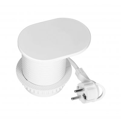 Gniazdo meblowe O6 cm wpuszczane w blat z przesuwną pokrywką ładowarką USB i przewodem 1,9m 1x2P+Z ORNO (OR-GM-9042/W)