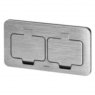 Hermetyczne gniazdo elektryczne podwójne prostokątne IP55 kąt otwarcia 110 st. szczotkowane aluminium ORNO (OR-GM-9047/G)