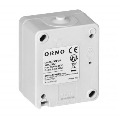 Łącznik świecznikowy AQUATIC MINI IP54, 10A, 230V AC, biało-czarny OR-OE-7301/WB ORNO (OR-OE-7301/WB)