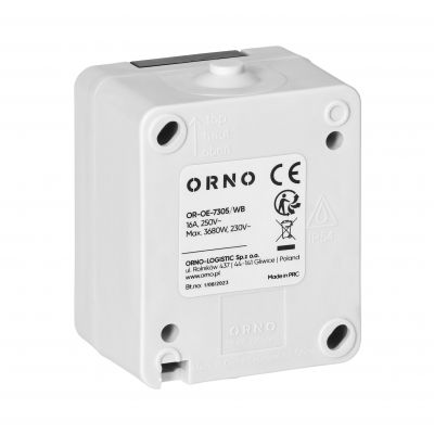 Gniazdo pojedyńcze 2P+Z AQUATIC MINI IP54, 10A, 230V AC, biało-czarne OR-OE-7305/WB ORNO (OR-OE-7305/WB)