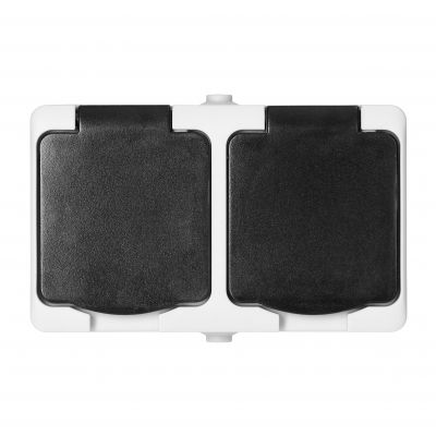 Gniazdo podwójne 2X2P+Z AQUATIC MINI IP54, 16A, 230V AC, biało-czarne OR-OE-7306/WB ORNO (OR-OE-7306/WB)