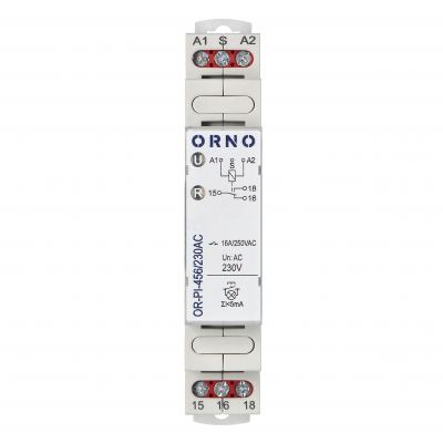 Przekaźnik instalacyjny bistabilny 230 VAC , 16A OR-PI-456/230AC ORNO (OR-PI-456/230AC)