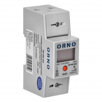 1-fazowy wskaźnik zużycia energii elektrycznej, 80A, MID, dodatkowy wskaźnik, wyjście impulsowe, prz OR-WE-523 ORNO (OR-WE-523)