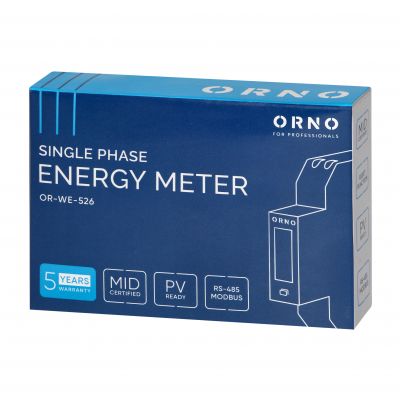 1-fazowy licznik energii elektrycznej, dwukierunkowy, wielotaryfowy, 100A, port RS-485, MID, 1 moduł OR-WE-526 ORNO (OR-WE-526)