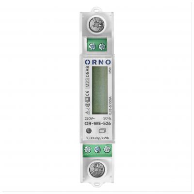 1-fazowy licznik energii elektrycznej, dwukierunkowy, wielotaryfowy, 100A, port RS-485, MID, 1 moduł OR-WE-526 ORNO (OR-WE-526)