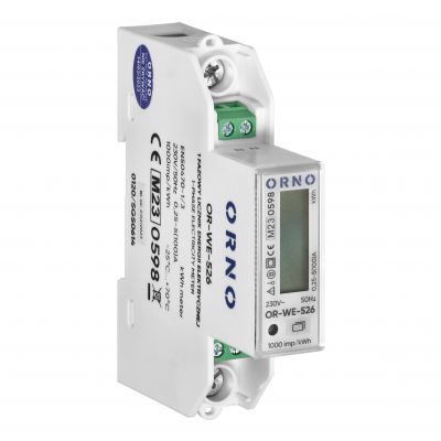 1-fazowy licznik energii elektrycznej, dwukierunkowy, wielotaryfowy, 100A, port RS-485, MID, 1 moduł OR-WE-526 ORNO (OR-WE-526)
