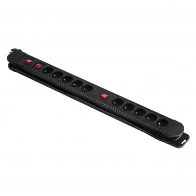 Listwa zasilająca, 10 gniazd 2P+Z, kabel 3x1,5mm2, długość 1,5m, 2xWyłącznik podświetlany dwutorowy, PS-3/B/1,5M ORNO (PS-3/B/1,5M)