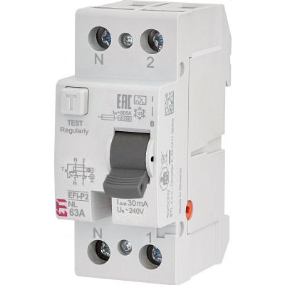 Wyłącznik różnicowoprądowy - N po lewej EFI-P2 A 40/0.03 NL 1P+N 40A 30mA Typ A 002061412 ETI (002061412)