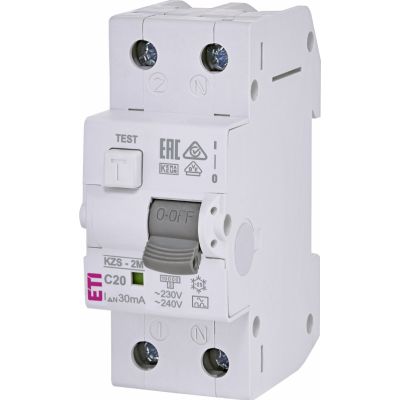 Wyłącznik różnicowonadprądowy KZS-2M 1P+N C20A 30mA typ A 002173225 ETI (002173225)