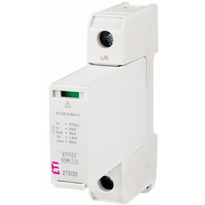 Ogranicznik przepięć T1+T2 (B+C) - iskiernik ETITEC GSM T12 275/25 1+0 002440600 ETI (002440600)