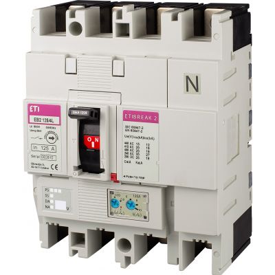Wyłącznik mocy 36kA wyzw. TM EB2 125/4S 100A 4p 004671051 ETI (004671051)