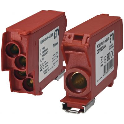 Blok rozdzielczy 192A (1x4-70mm2/4x1,5-25mm2) czerwony EDBJ-1x70-4x25/R 001102444 ETI (001102444)