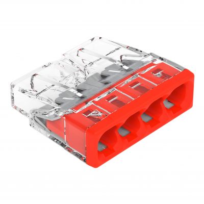 Szybkozłączka 4x 0,5-2,5mm2 transparentna/czerwona 2273-204 /100szt./ WAGO (2273-204)
