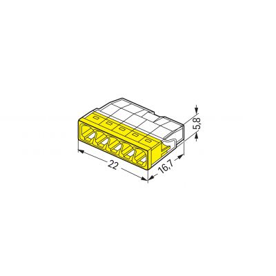 Szybkozłączka 5x 0,5-2,5mm2 transparentna/żółta 2273-205 /100szt./ WAGO (2273-205)