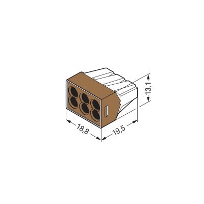 Szybkozłączka 6x 1,5-4mm2 przeźroczysta brązowa 773-606 /50szt./ WAGO (773-606)