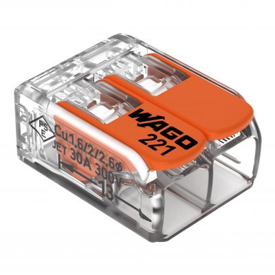 Szybkozłączka 2x0,5-6mm2 transparentna / pomarańczowa 221-612 /50szt./ WAGO (221-612)
