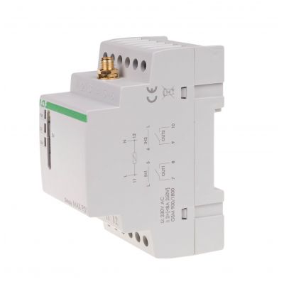 Przekaźnik zdalnego sterowania GSM (SMS); 4xWY 4xWE; załącz/wyłącz/powiadom; 230V AC; 4x1NO; montaż na szynie DIN SIMplyMAX-P04 F&F (SIMplyMAX-P04)