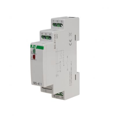 Przekaźnik bistabilny z pamięcią 9-30 V AC/DC montaż na szynie DIN z przekaźnikiem inrush 160A/20ms BIS-411M-LED-24V F&F (BIS-411M-LED-24V)