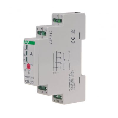 Mikroprocesorowy czujnik zaniku i asymetrii faz monitor t<0,2s montaz na szynie DIN,True RMS CZF-312-TRMS F&F (CZF-312-TRMS)