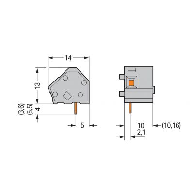 Modularna złączka do płytek drukowanych 2,5mm2 RM 10/10,16mm 1-bieg zielony /100szt./ WAGO (236-735)