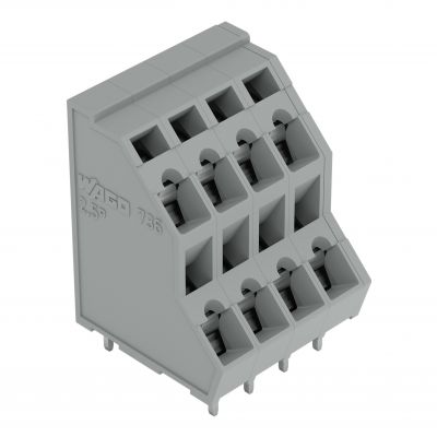 2-piętrowa złączka do płytek drukowanych 2,5mm2 RM 5mm 14-bieg żłt-ziel/niebieski/szary /49szt./ WAGO (736-107/000-016)
