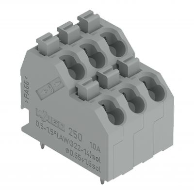 Dwupiętrowa listwa zaciskowa 3-biegunowa szara raster 5mm 250-703 /45szt./ WAGO (250-703)