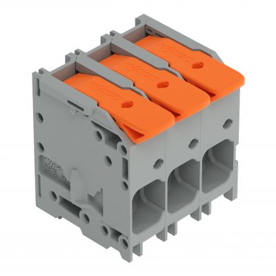Złączka do płytek drukowanych dźwignia 16mm2 RM 10mm 3-bieg szara /36szt./ WAGO (2616-1103/020-000)